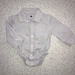 Janie and Jack Gray plaid long sleeve bodysuit